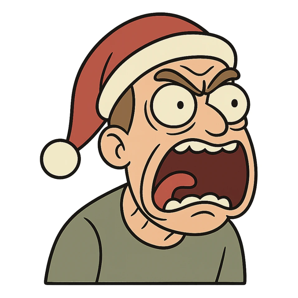 screaming face wearing a Santa hat sticker