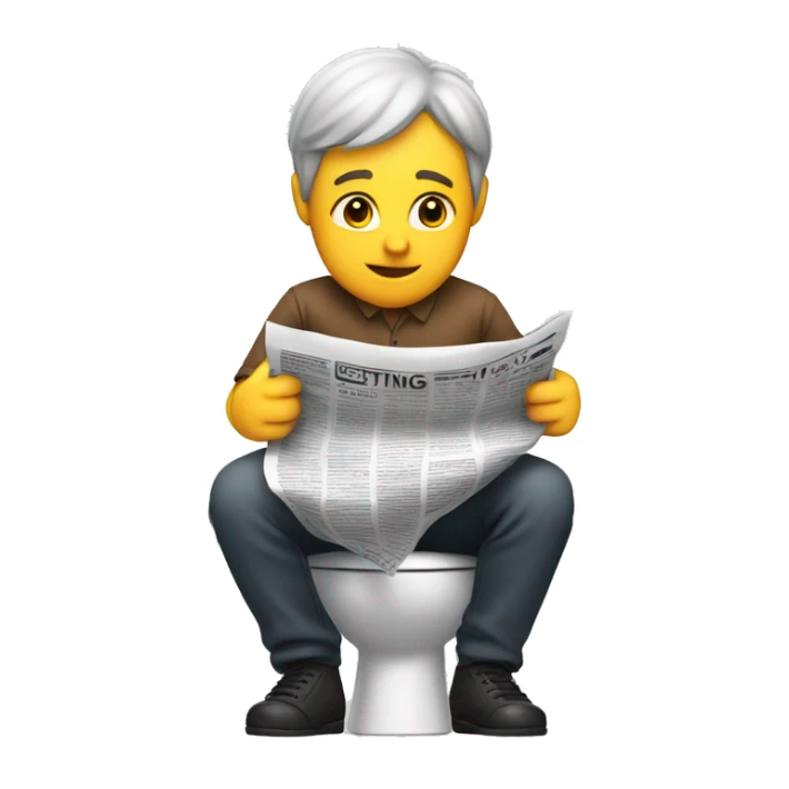 Siting on toilet reading the newspaper sticker