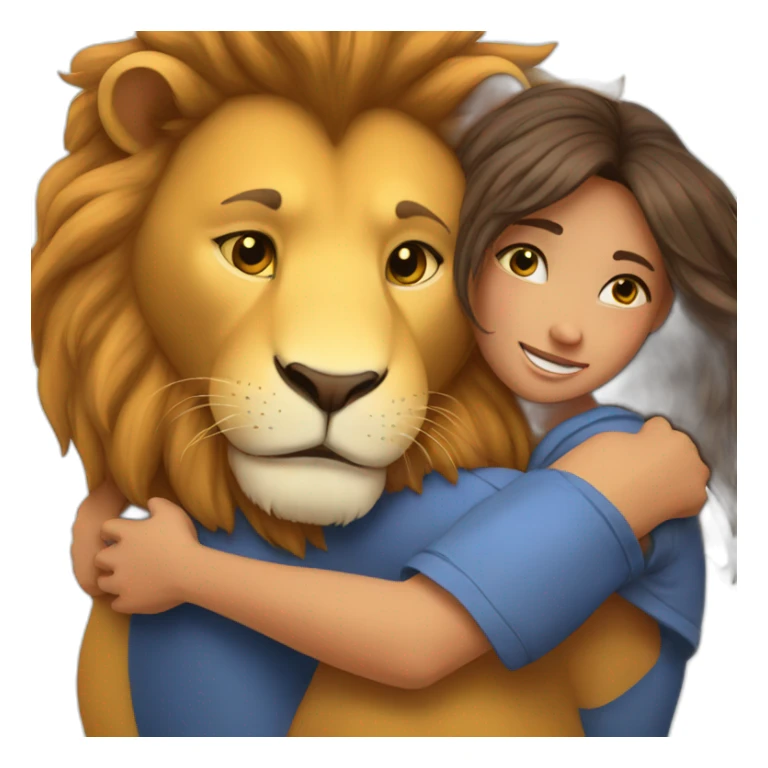 Big lion hugging a girl  sticker