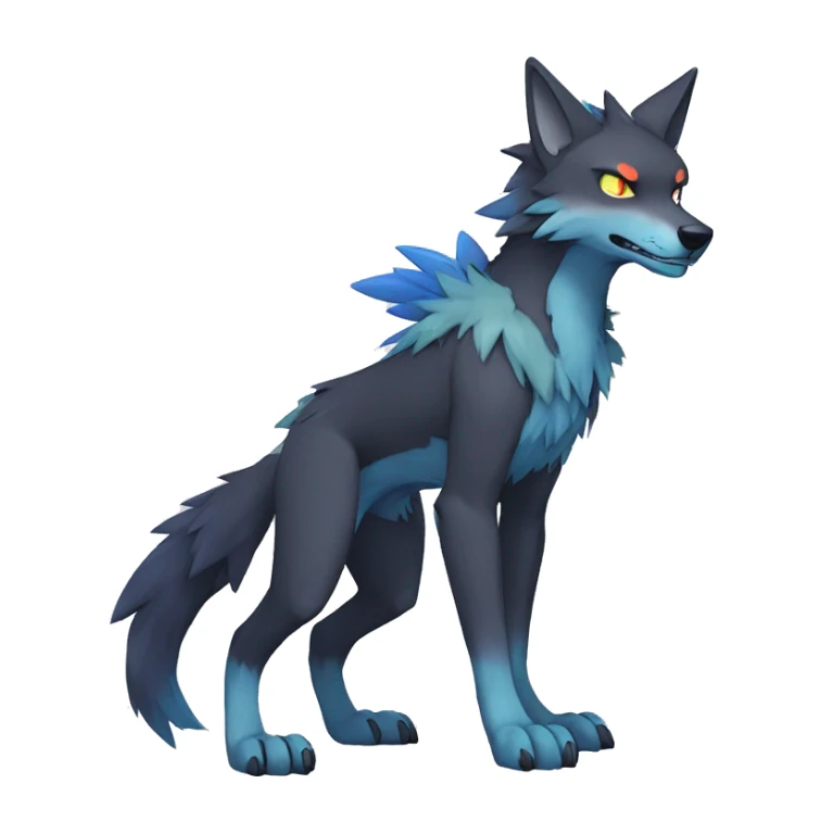 Edgy Colorful Digimon-Fakemon-Wolf full body sticker