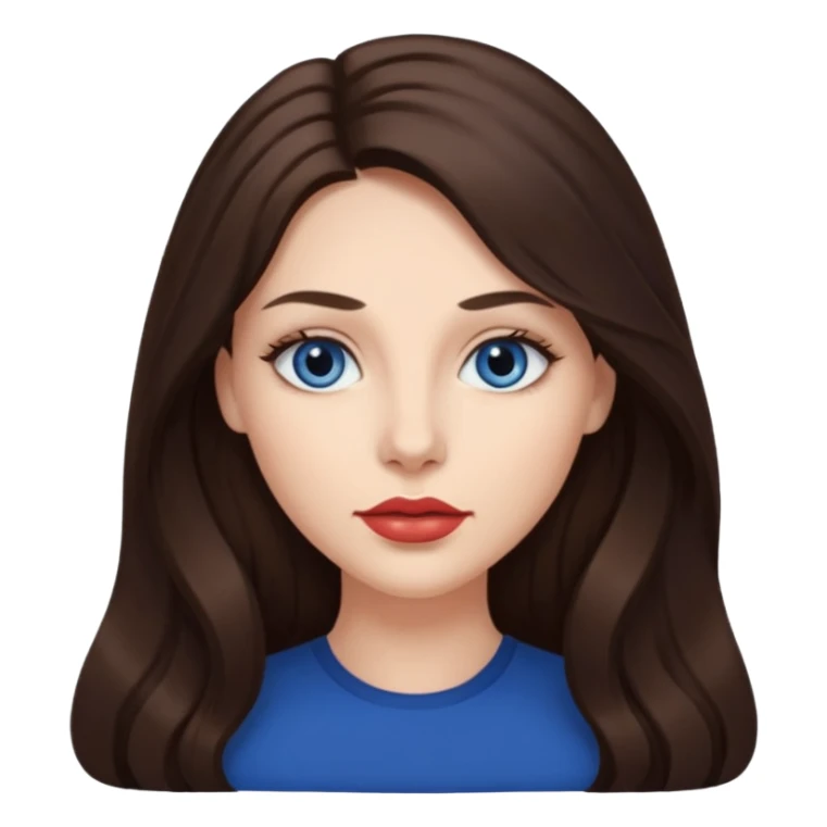 Woman with long brunette hair dark blue eyes and full lips sticker