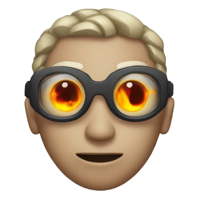 Person with fire eyes and water gun sticker