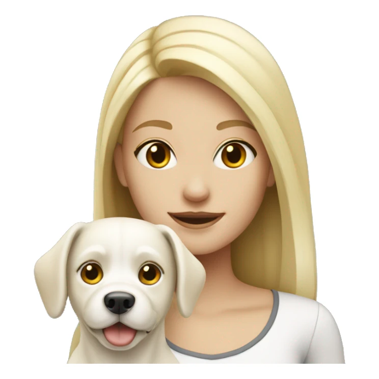 a blonde girl with a white dog sticker