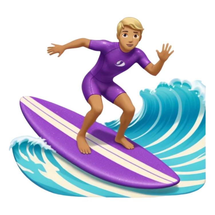 glitter surfer purple surf in wave ocean cian sticker