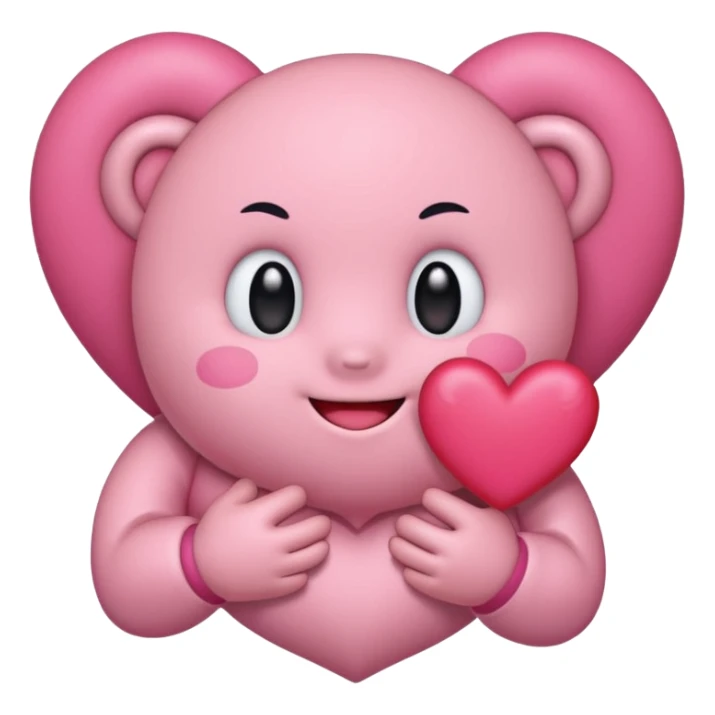 create a chibi sticker of Kirby smiling with a heart in his hands sticker