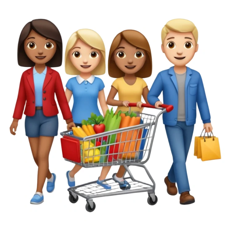 people with shopping cart sticker