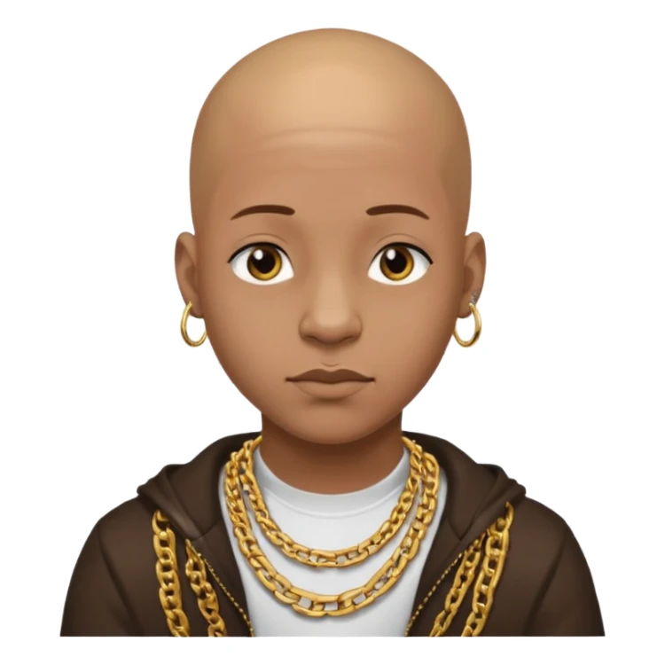 Young African rapper, bald with chain, without ear piercings/ jewelry  sticker