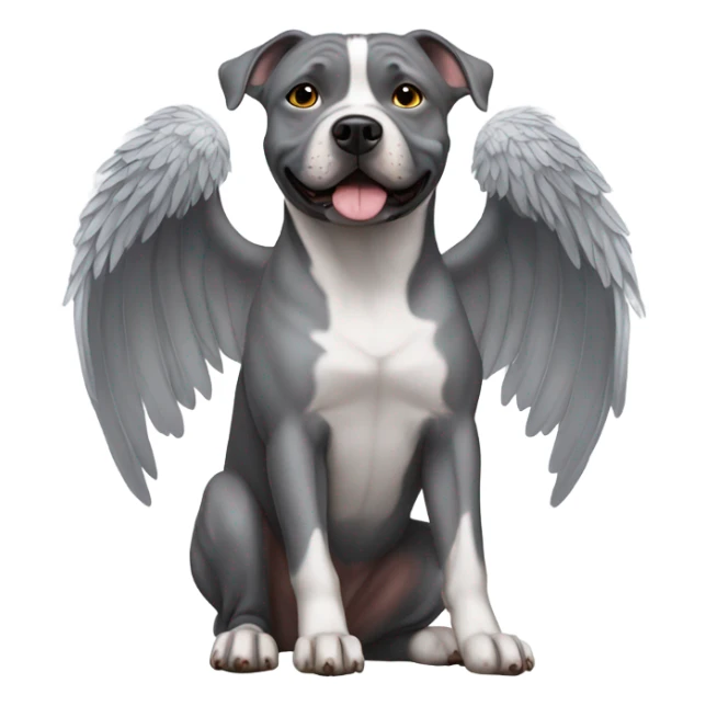Grey staffy dog with wings sticker