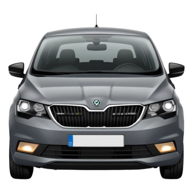 Dark grey Skoda Rapid 2018 spaceback from the front sticker