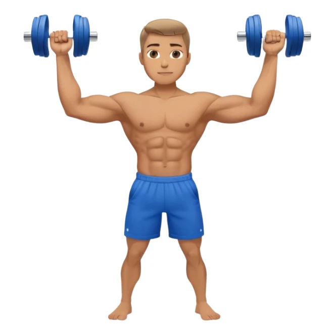 man with blue shorts doing side-lateral raise (T pose) with light dumbbells sticker