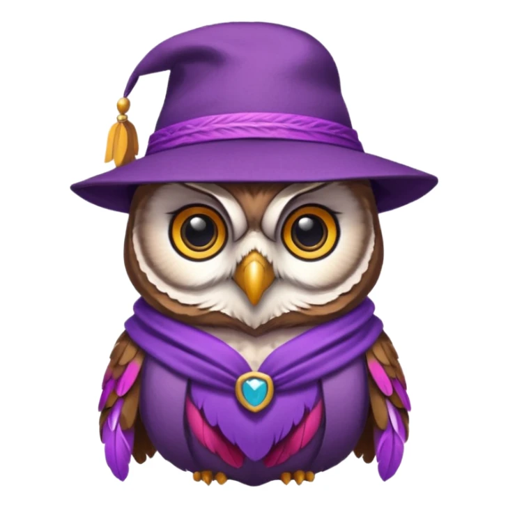 owl wear purple with hat sticker