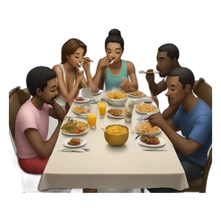 Group of friends eating at a table while smoking sigarets sticker