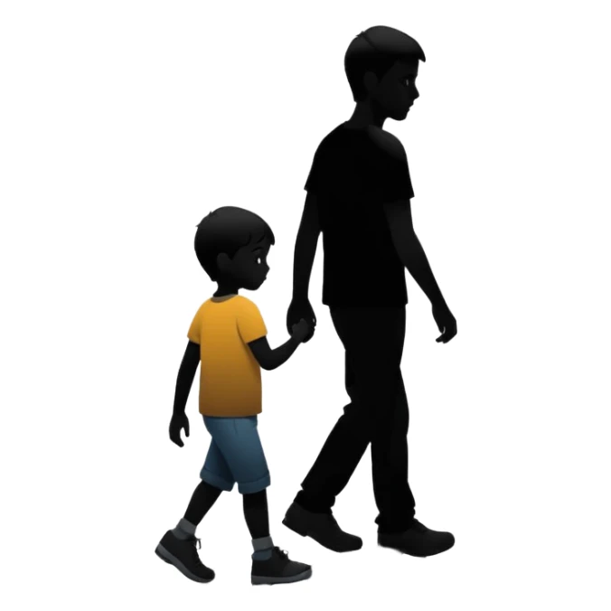 child silhouette walking away from a larger parent silhouette sticker