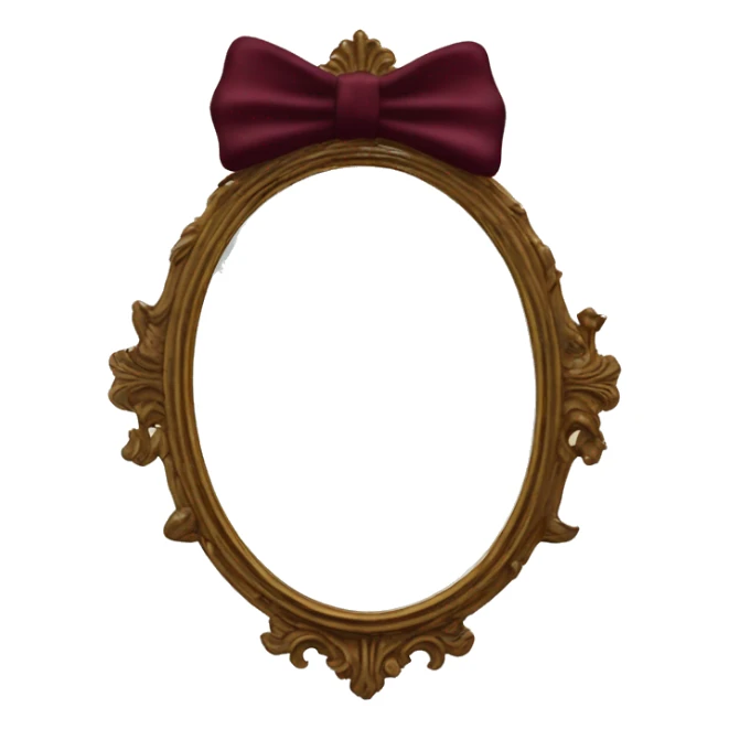 Vintage mivintage mirror with handle and burgundy bow sticker