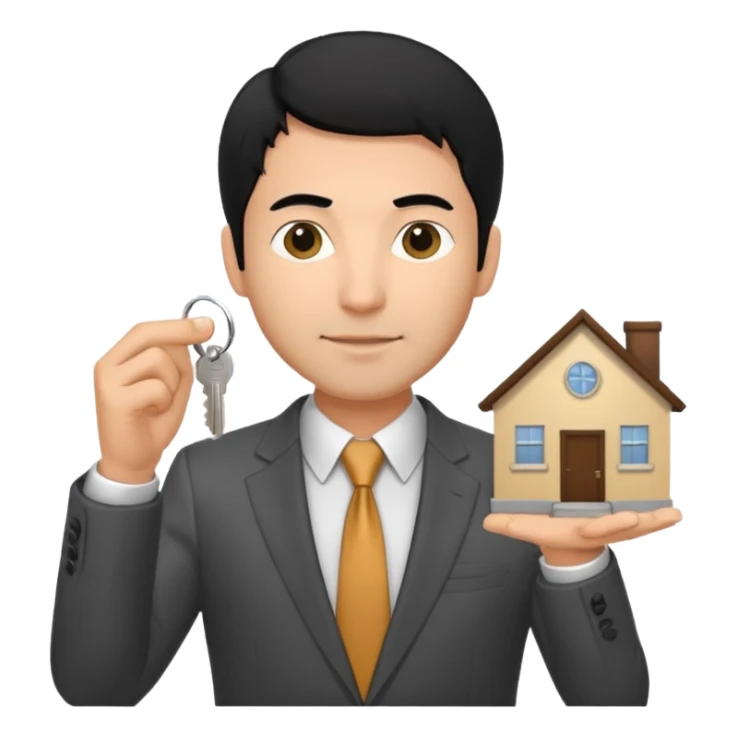 hombre de pelo negro con algo de canas y un poco de baraba comprando  una casa sticker