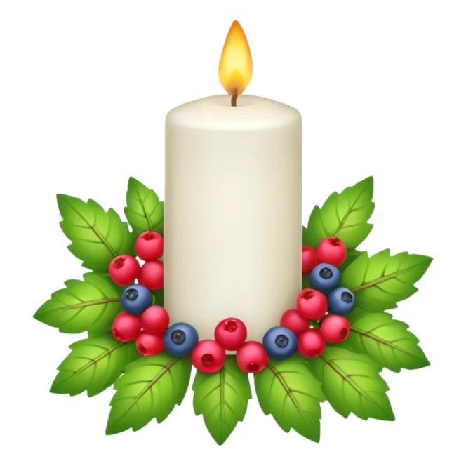 white candle with a colorful garland sticker