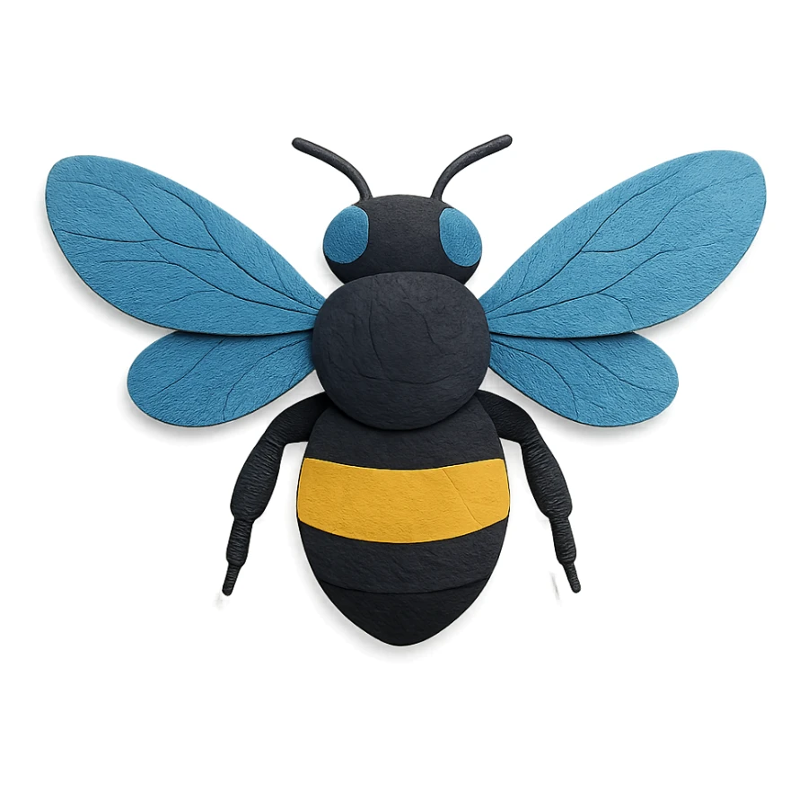 close-up of giant blue carpenter bee sticker