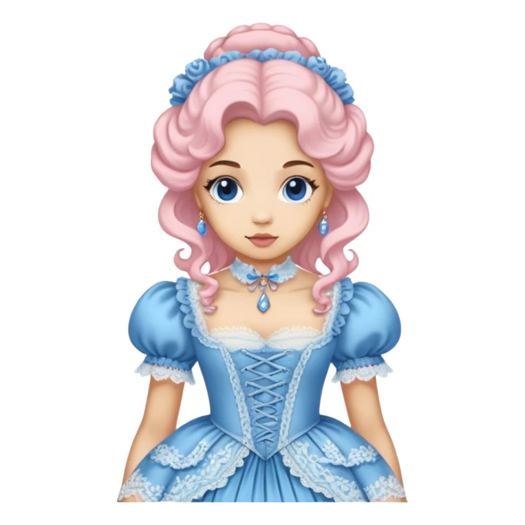 Rococo blue dress with pale pink and lace sticker