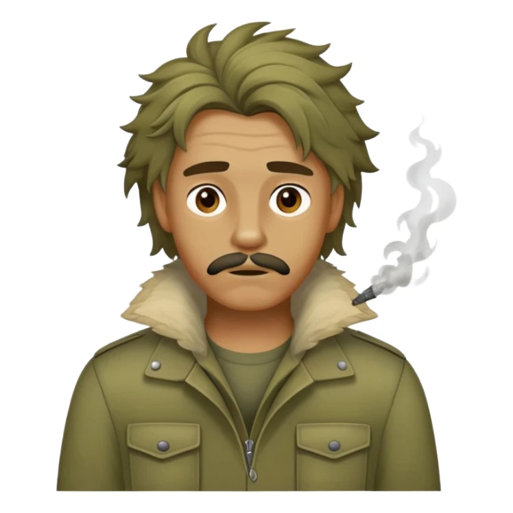 The man is dressed untidily and smells of smoke. His face has rough, almost canine features.*   sticker