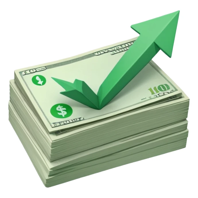 stack of bills facing up with a big green tick in the background sticker
