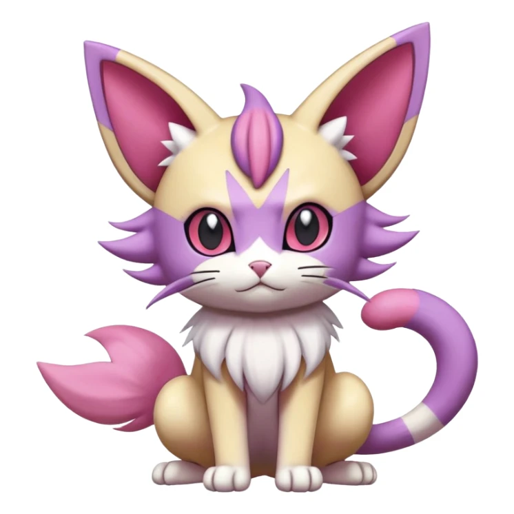 Meowth-Espeon-Skitty-Pokémon-Fakémon-hybrid-creature (full body) sticker