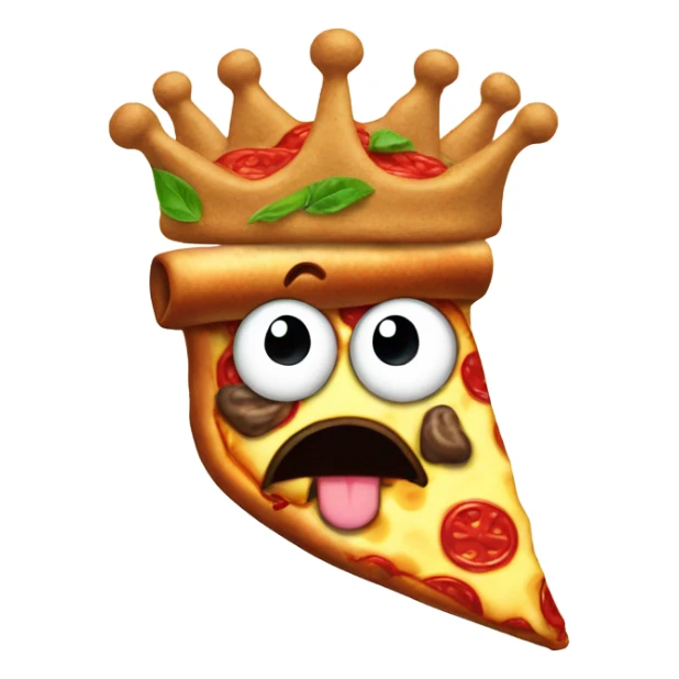 Poop wearing a crown made of pizza sticker