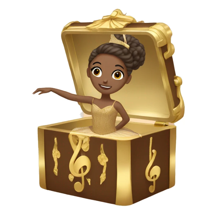  brown ballerina in a gold music box sticker