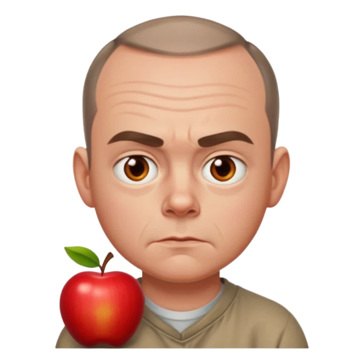 Carl from Sling Blade, serious face, apple style emoji sticker