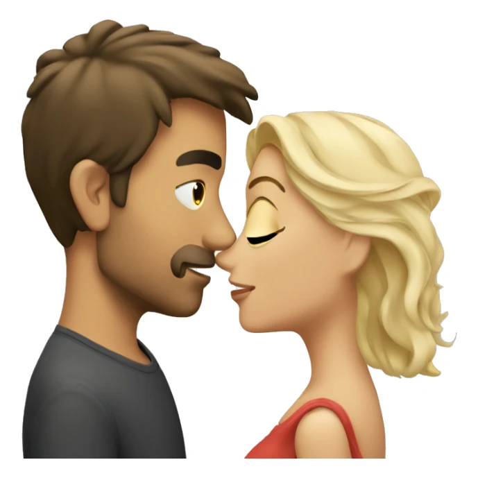 Brunet man kiss blond woman  sticker