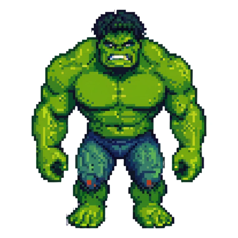 the hulk character in pixel art style sticker
