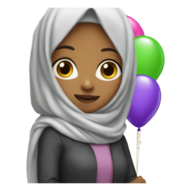 Girl in hijab holding 50th birthday balloon  sticker