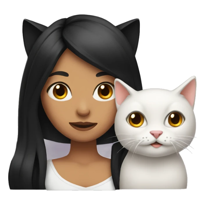 woman with long black hair and cat ears sticker