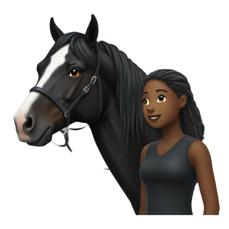 black horse and girl sticker