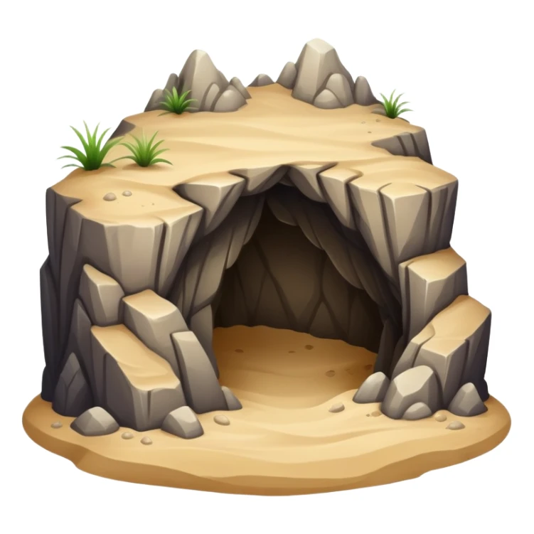 generate realistic detailed cave in 3d style with sand  sticker