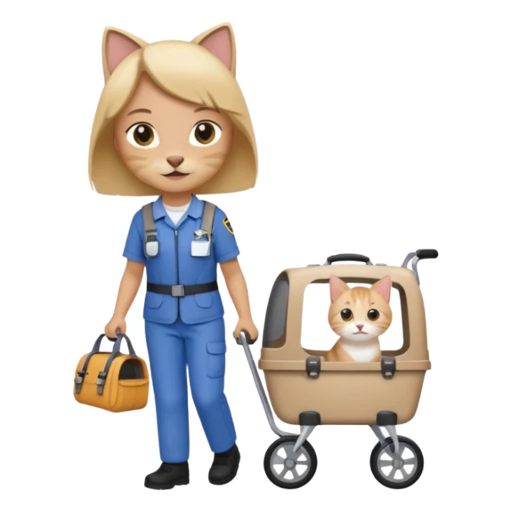 Walker + cat in carrier, Pet Walkers. sticker