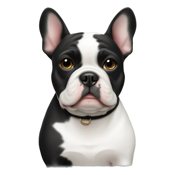 White and black french bull dog with girl sticker