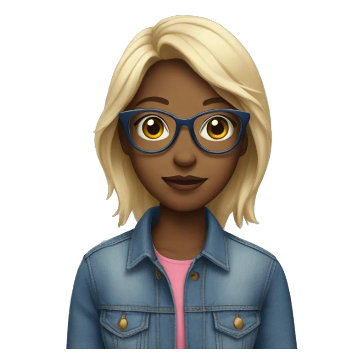 girl in denim with glasses sticker