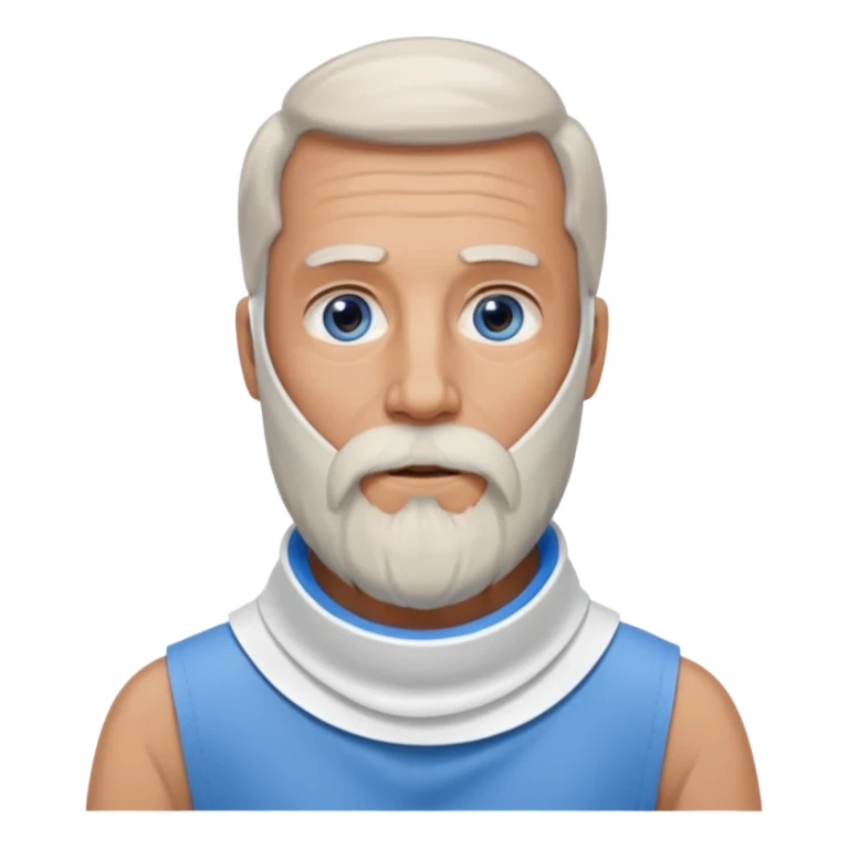 Older man with a full long beard, a medical neck brace, and blue eyes. sticker