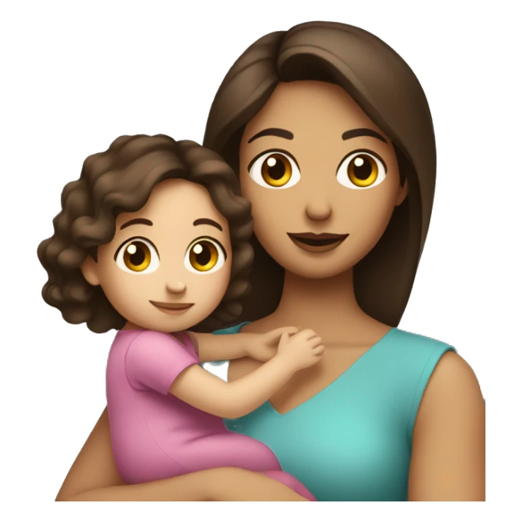 fair skinned brunette woman holding toddler sticker