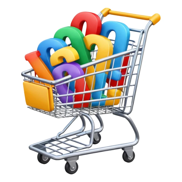 shopping cart with AI letters inside sticker
