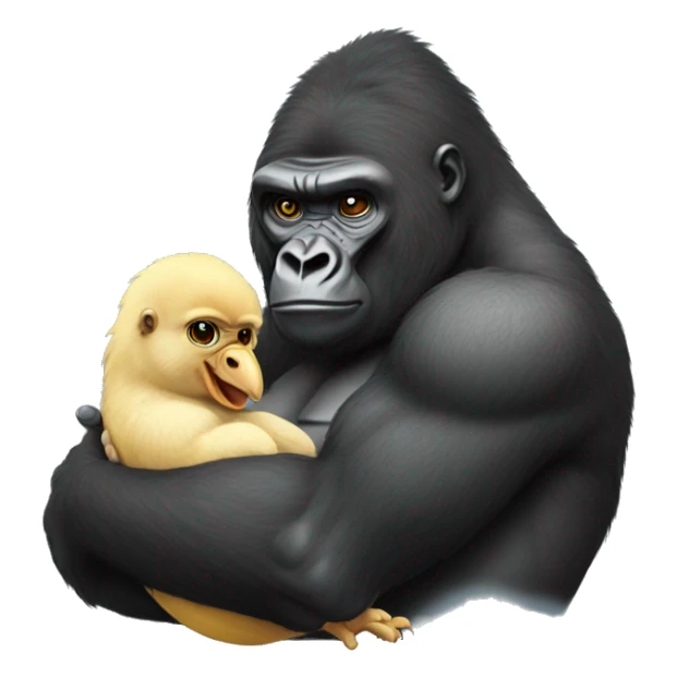 Gorilla holding a chick ( baby of chicken )  sticker