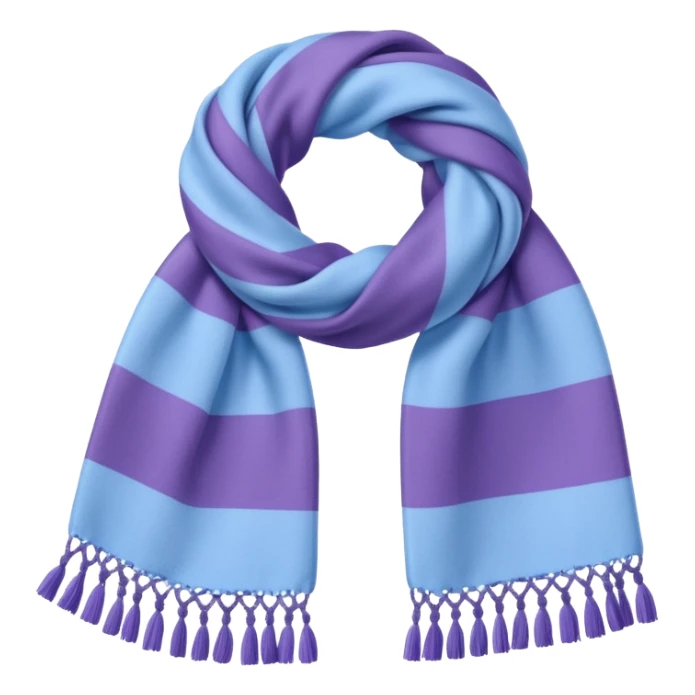 Realistic blue and pastel-purple vertically thick-striped winter scarf isolated. sticker