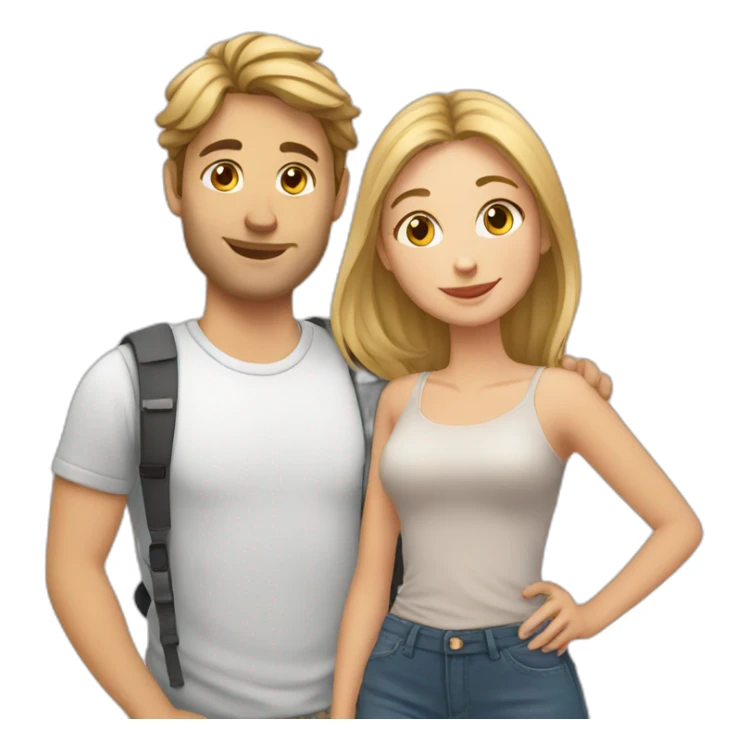 Young European Couple with cat sticker
