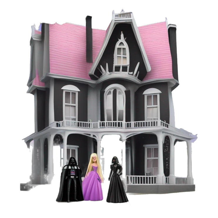 Darth Vader and Barbie’s very dusty old disturbing disgusting ghostly very haunted horror dream house mansion  sticker