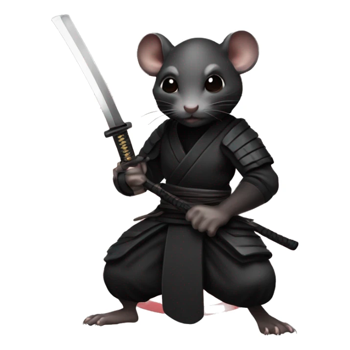 ninja black skin rat with katana sticker