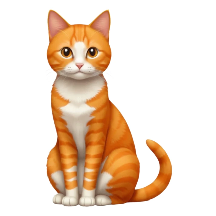 full body solid orange domestic shorthair slim cat sitting sticker