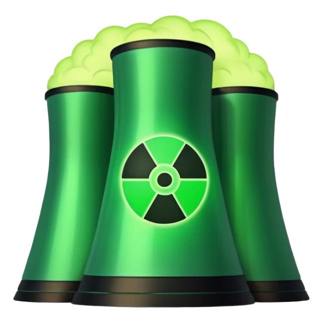 nuclear power plant with green radioactive glow, more realistic, emoji style, option 2 sticker