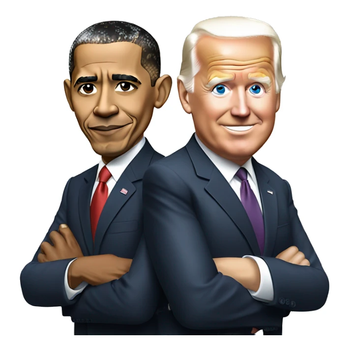 Barack Obama with Joe Biden and Donald Trump sticker