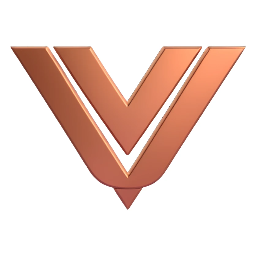 3D style Cupra auto logo, copper metallic, no text sticker