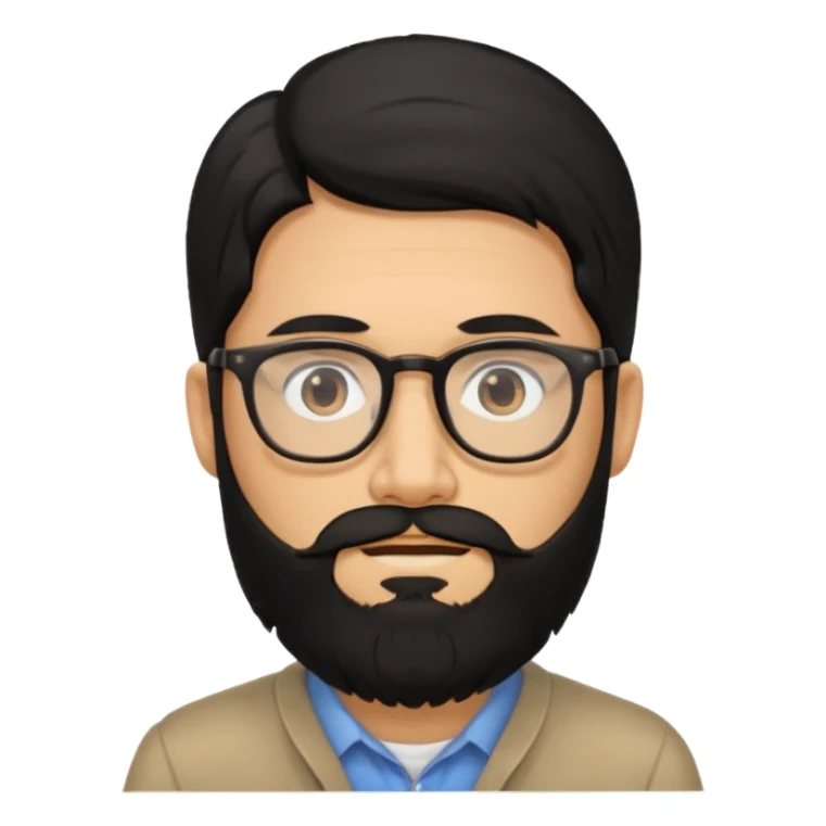 man with long black hair and beard and eyeglasses sticker